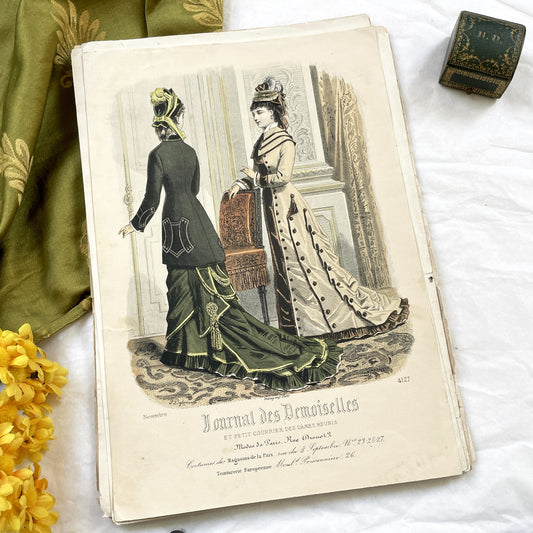 1880s - Elegant French Fashion Plate - Journal des Demoiselles - Modeles de Paris - Antique Women's Style - Vintage Costume Print