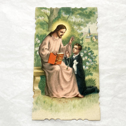 1900s - 2 Vintage Religious First Communion Cards - Catholic Ephemera - Jesus Christ and Virgin Mary with Child - Spiritual Keepsakes