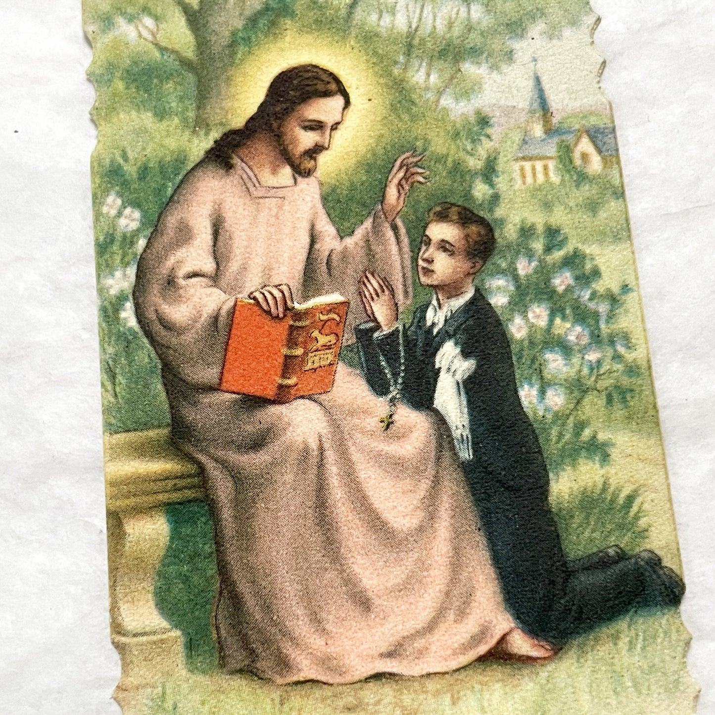 1900s - 2 Vintage Religious First Communion Cards - Catholic Ephemera - Jesus Christ and Virgin Mary with Child - Spiritual Keepsakes