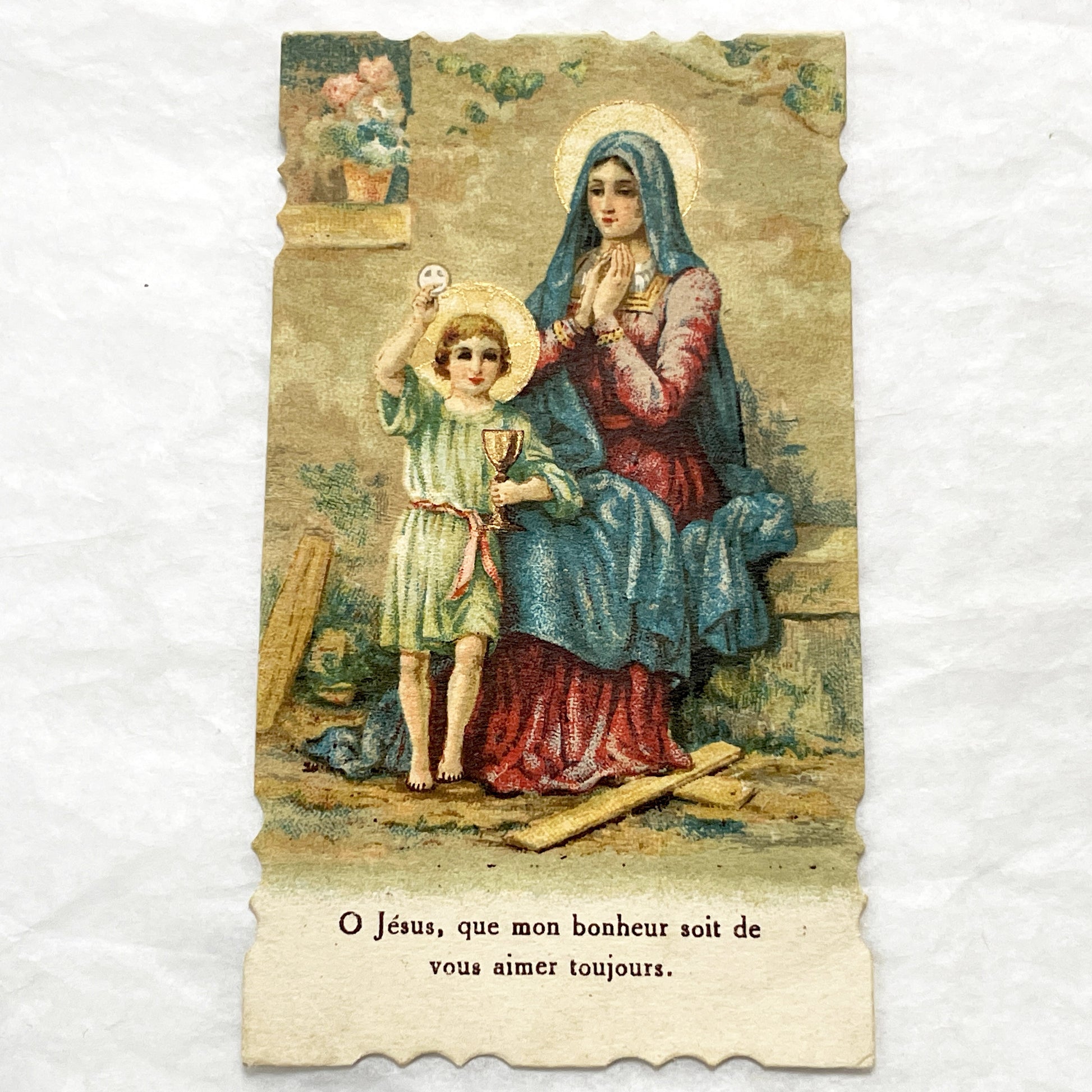 1900s - 2 Vintage Religious First Communion Cards - Catholic Ephemera - Jesus Christ and Virgin Mary with Child - Spiritual Keepsakes