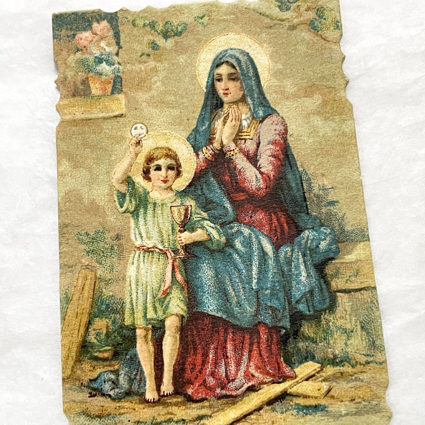 1900s - 2 Vintage Religious First Communion Cards - Catholic Ephemera - Jesus Christ and Virgin Mary with Child - Spiritual Keepsakes