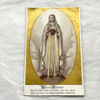 Late 19th - 2 Vintage French Religious Holy Cards - Our Lady of Grace and Lourdes - Catholic Prayer Memorabilia - Collectible Devotional Art