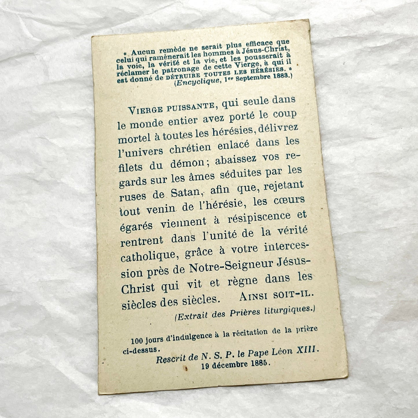 Late 19th - 2 Vintage French Religious Holy Cards - Our Lady of Grace and Lourdes - Catholic Prayer Memorabilia - Collectible Devotional Art