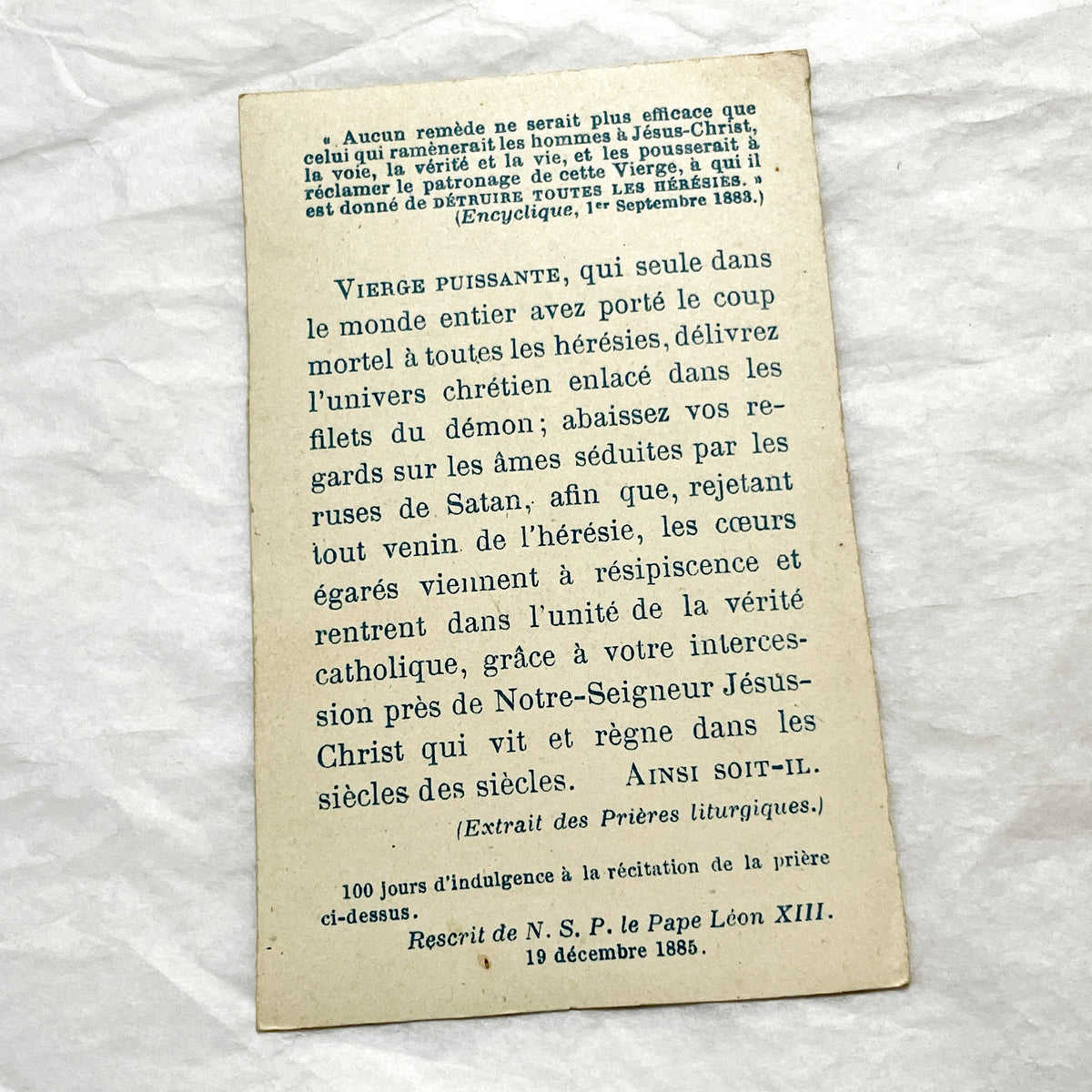 Late 19th - 2 Vintage French Religious Holy Cards - Our Lady of Grace and Lourdes - Catholic Prayer Memorabilia - Collectible Devotional Art