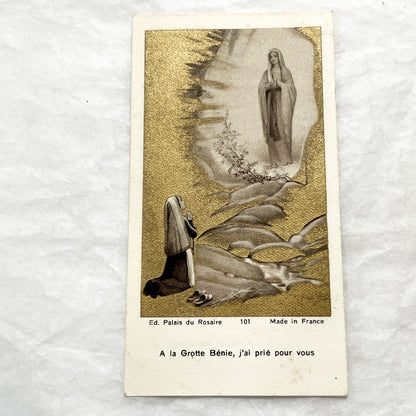 Late 19th - 2 Vintage French Religious Holy Cards - Our Lady of Grace and Lourdes - Catholic Prayer Memorabilia - Collectible Devotional Art