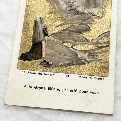 Late 19th - 2 Vintage French Religious Holy Cards - Our Lady of Grace and Lourdes - Catholic Prayer Memorabilia - Collectible Devotional Art