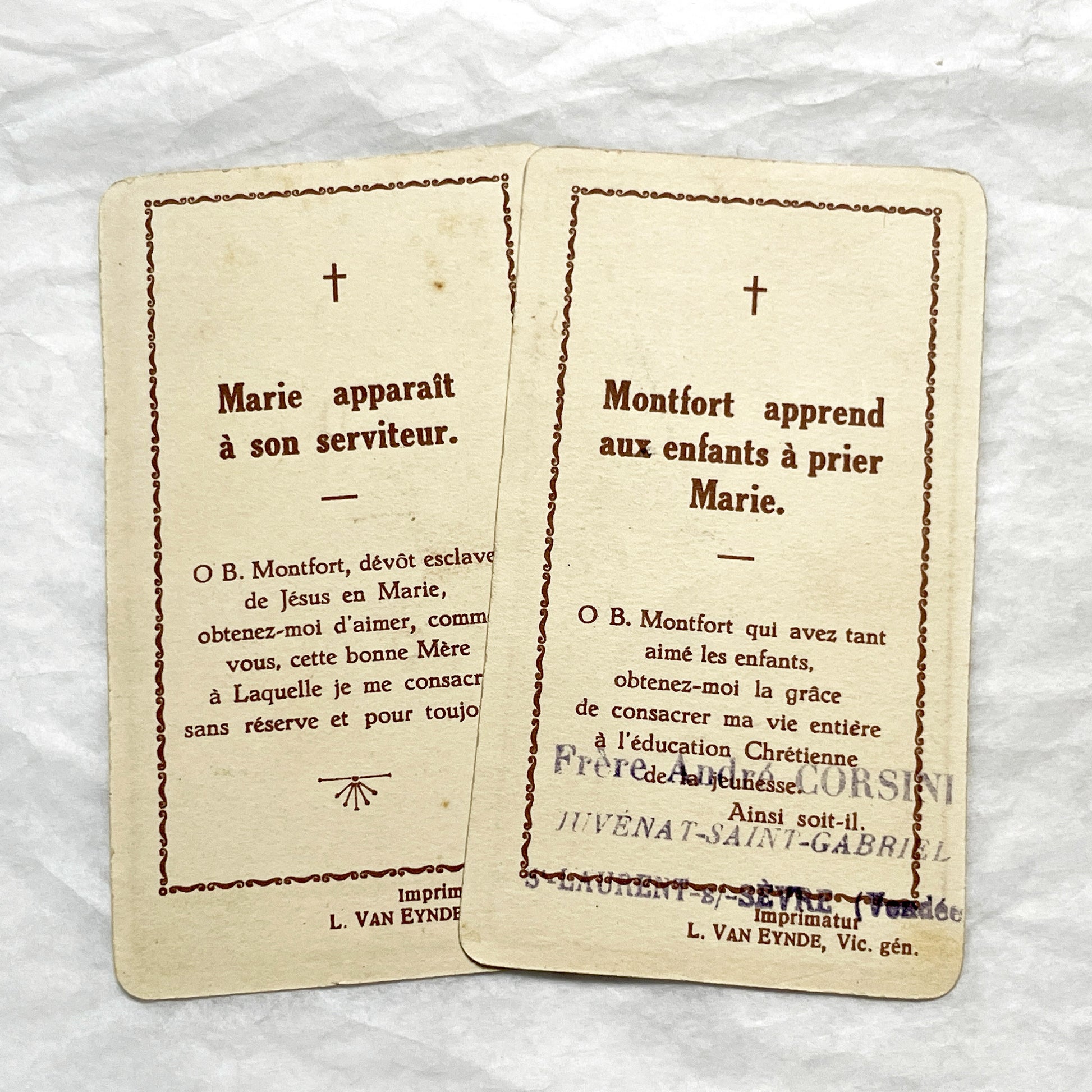 1910s - 2 Antique Catholic Holy Cards - Saint Louis de Montfort Devotional Art - Religious Ephemera for Collectors and Crafters