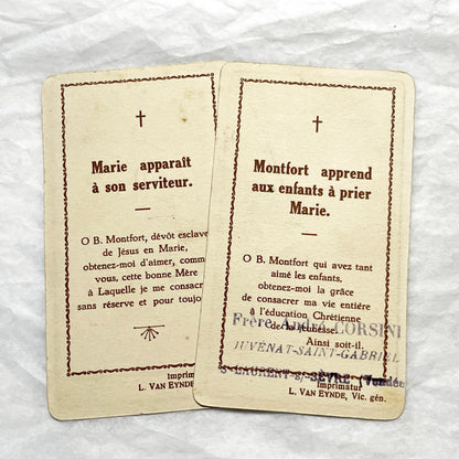 1910s - 2 Antique Catholic Holy Cards - Saint Louis de Montfort Devotional Art - Religious Ephemera for Collectors and Crafters