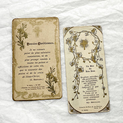 1900s - 2 French Religious Prayer Cards - Vintage Christian Devotional - St-Paul Bookstore Paris Memorabilia - Spiritual Keepsake