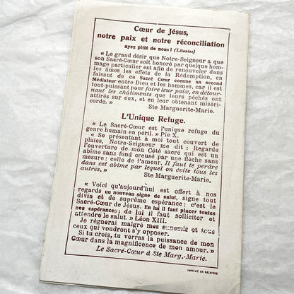 1900s - 2 Vintage French Catholic Devotional Cards - Sacred Heart Jesus & Children with Sheep - Religious Ephemera