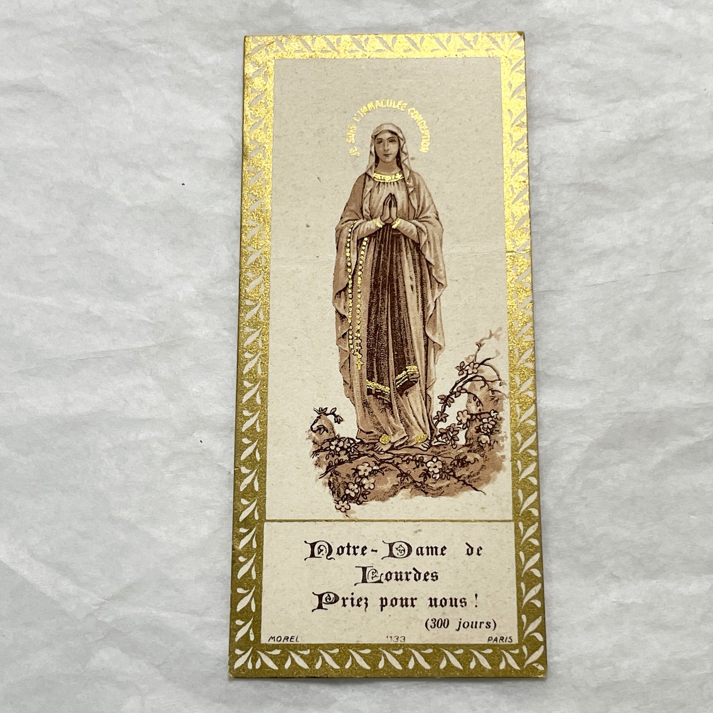 1900s - 3 Antique Holy Cards French Religious Ephemera - Our Lady of Lourdes - Sacred Art - Vintage Devotional Collectibles from Paris