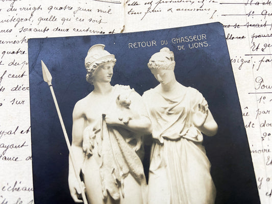 1900s - Vintage Sculpture Photograph Print - Return of the Lions Writer - Gebr. Micheli Art Reproduction