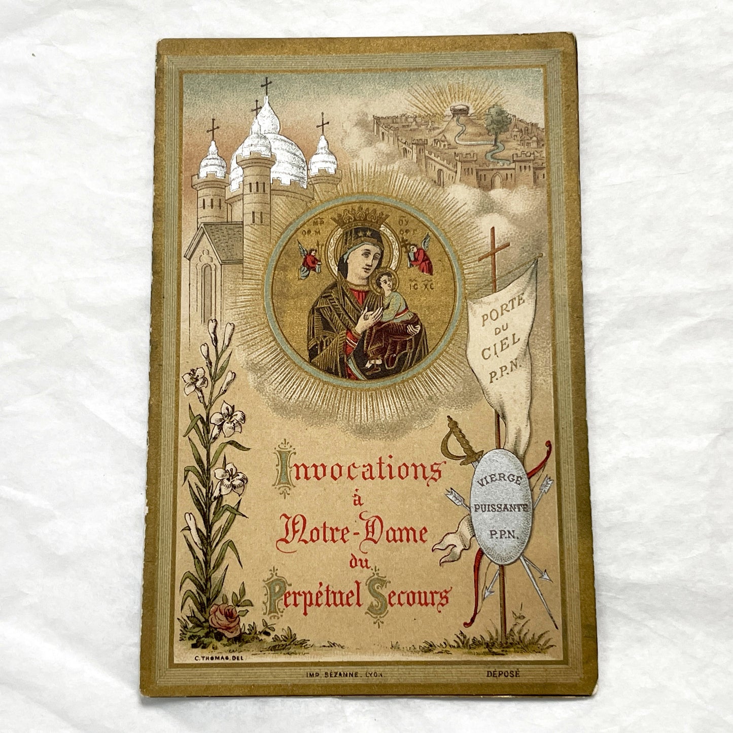 1900s - 2 Vintage French Devotional Holy Cards - Our Lady of Perpetual Help, Saint Louis de Gonzague - Catholic Prayer Ephemera