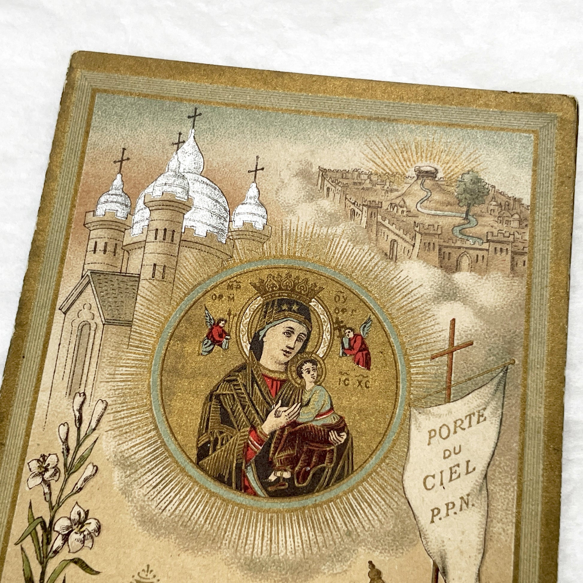 1900s - 2 Vintage French Devotional Holy Cards - Our Lady of Perpetual Help, Saint Louis de Gonzague - Catholic Prayer Ephemera