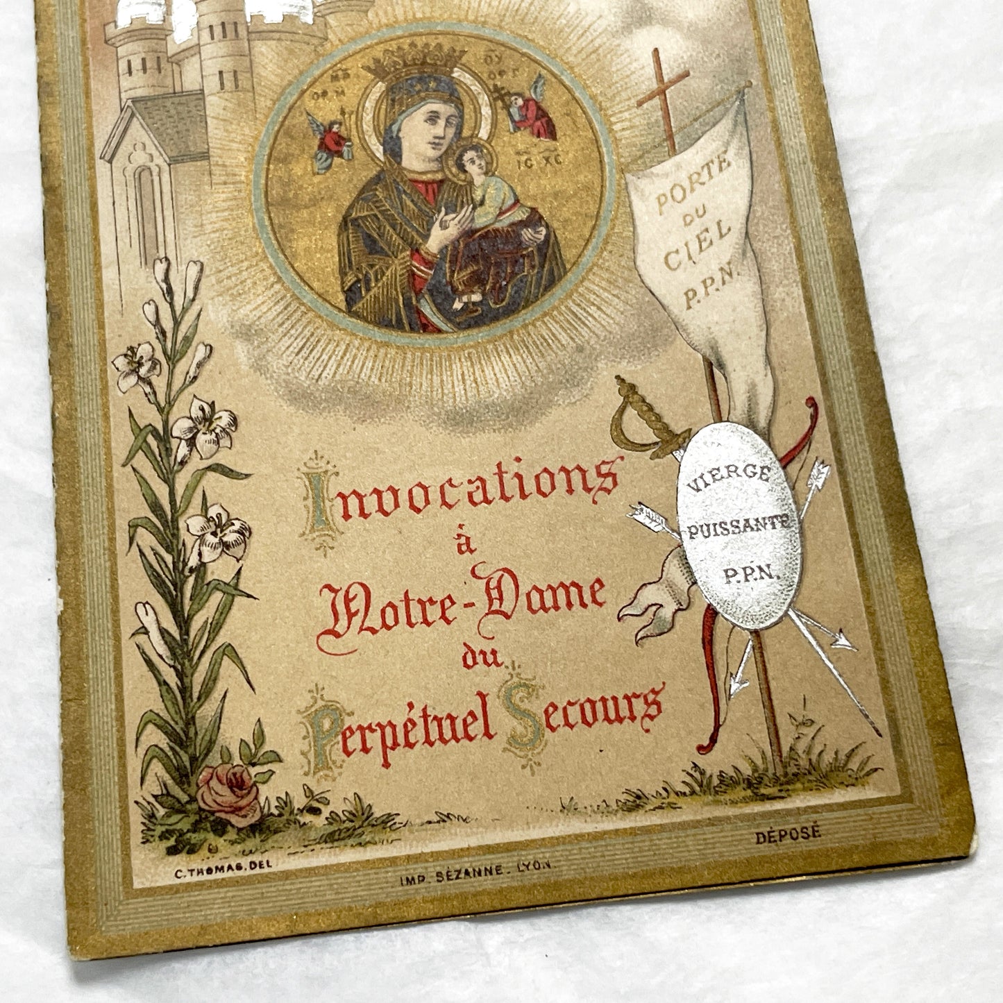 1900s - 2 Vintage French Devotional Holy Cards - Our Lady of Perpetual Help, Saint Louis de Gonzague - Catholic Prayer Ephemera