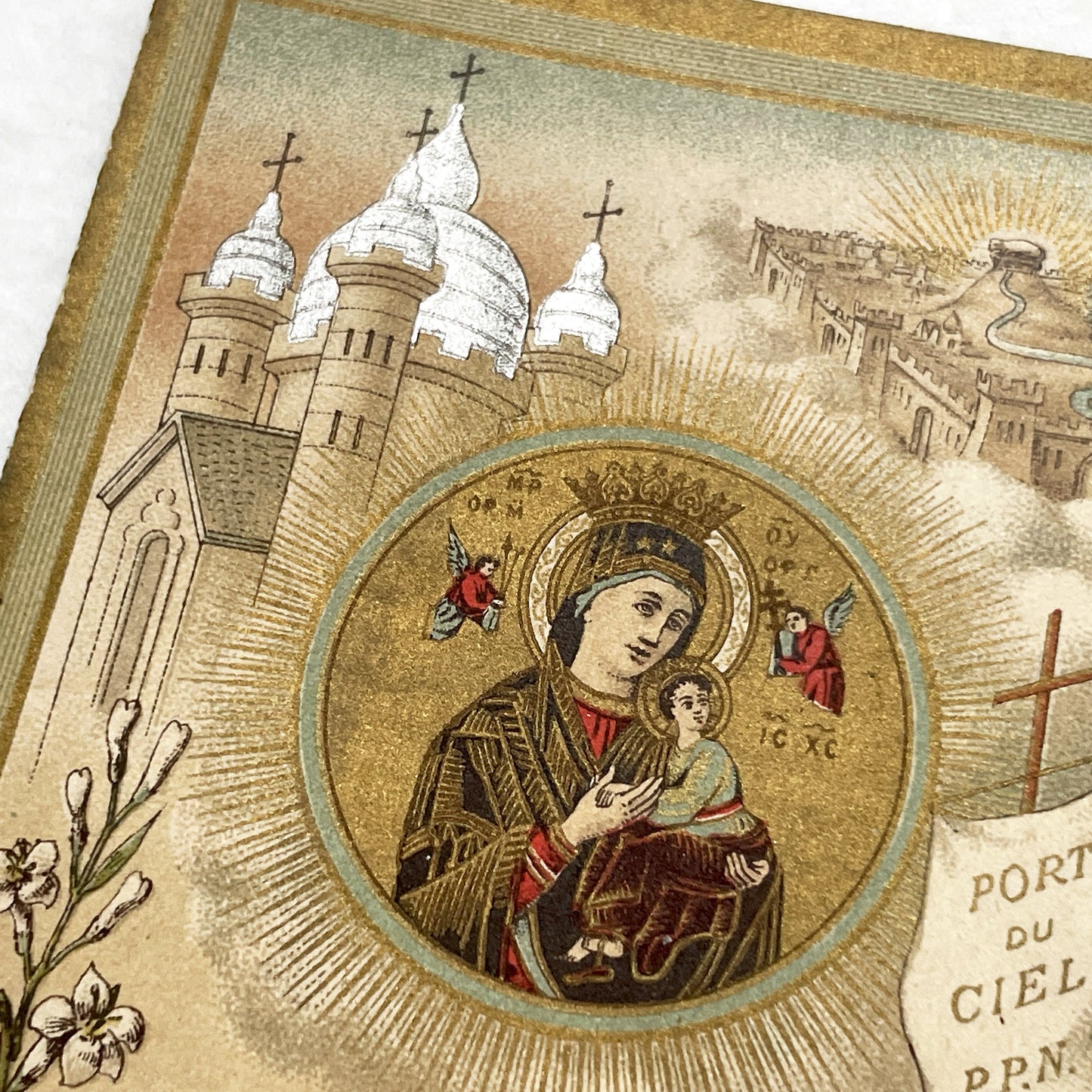1900s - 2 Vintage French Devotional Holy Cards - Our Lady of Perpetual Help, Saint Louis de Gonzague - Catholic Prayer Ephemera