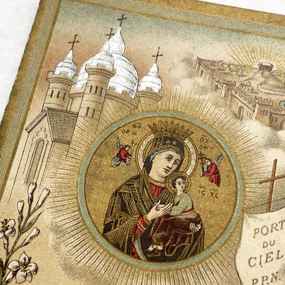 1900s - 2 Vintage French Devotional Holy Cards - Our Lady of Perpetual Help, Saint Louis de Gonzague - Catholic Prayer Ephemera