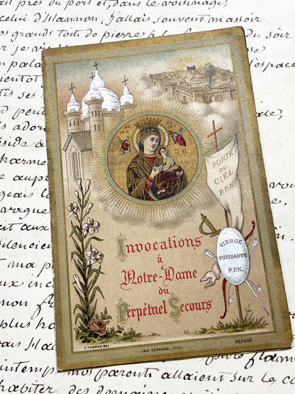 1900s - 2 Vintage French Devotional Holy Cards - Our Lady of Perpetual Help, Saint Louis de Gonzague - Catholic Prayer Ephemera
