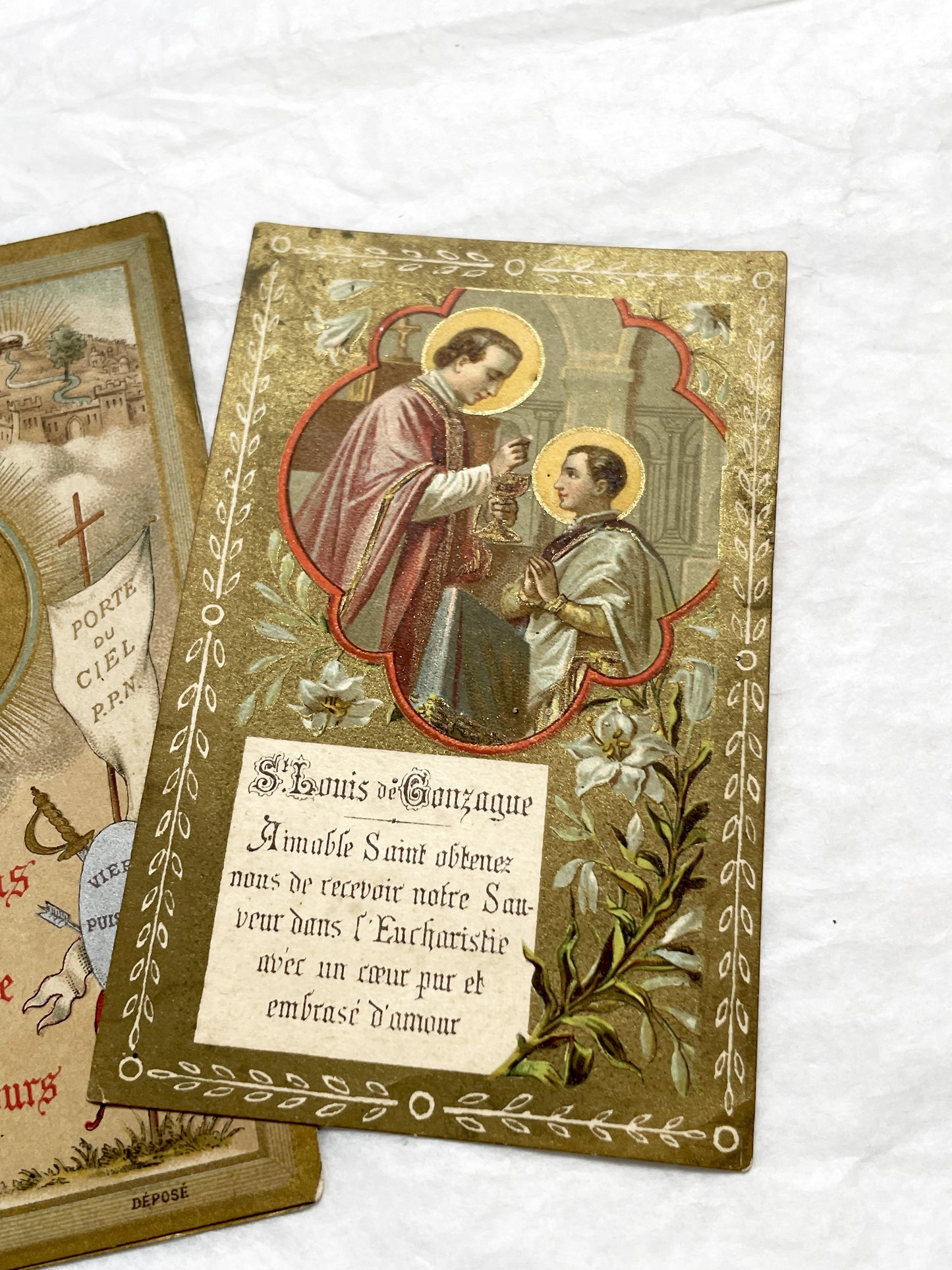 1900s - 2 Vintage French Devotional Holy Cards - Our Lady of Perpetual Help, Saint Louis de Gonzague - Catholic Prayer Ephemera