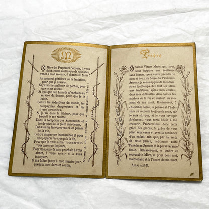 1900s - 2 Vintage French Devotional Holy Cards - Our Lady of Perpetual Help, Saint Louis de Gonzague - Catholic Prayer Ephemera