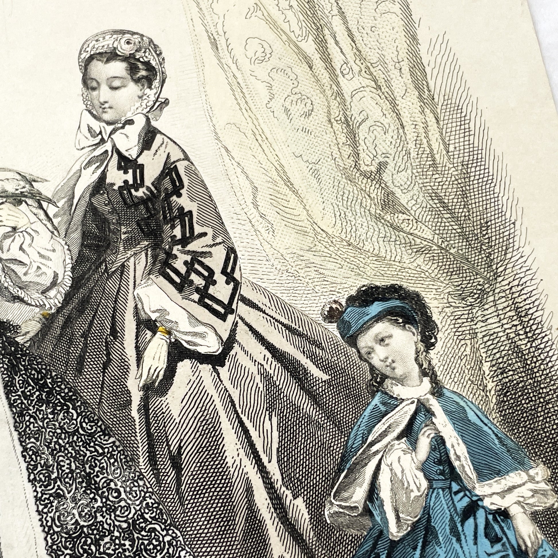 1860s - Original French Fashion Engraving - Journal des Demoiselles - Victorian Era Costume Plate - Antique Hand-Colored Print - Paris