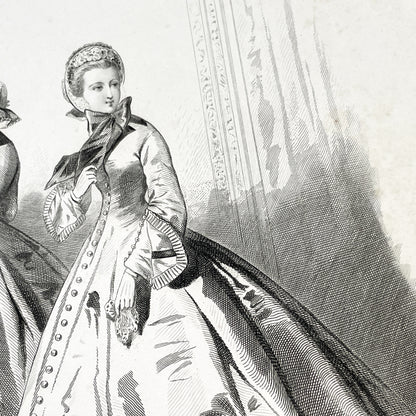 1860s - Original French 1862 Journal des Demoiselles Fashion Plate - Exquisite Victorian Ladies' Attire Engraving - Antique Parisian Chic