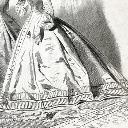1860s - Original French 1862 Journal des Demoiselles Fashion Plate - Exquisite Victorian Ladies' Attire Engraving - Antique Parisian Chic