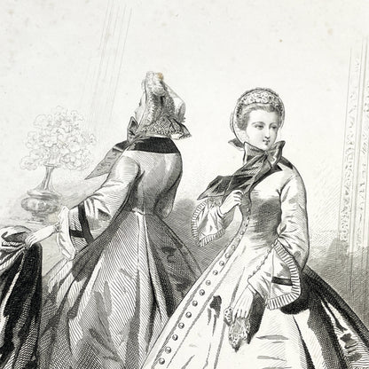 1860s - Original French 1862 Journal des Demoiselles Fashion Plate - Exquisite Victorian Ladies' Attire Engraving - Antique Parisian Chic
