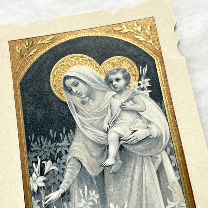 1910s - 2 Antique French Catholic Holy Cards & Prayer Cards - Vintage Religious Ephemera - Sacred Art Collection