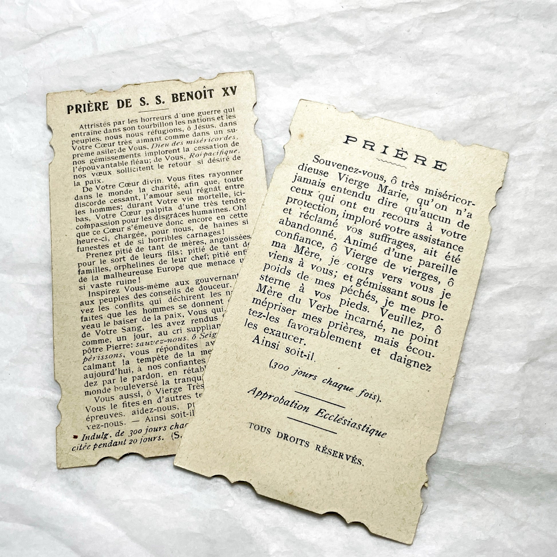 1910s - 2 Antique French Catholic Holy Cards & Prayer Cards - Vintage Religious Ephemera - Sacred Art Collection