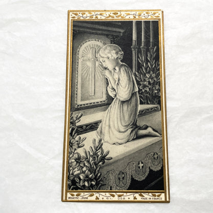 1910s - 2 Vintage French Religious Holy Prayer Cards - First Communion - Bouasse-Jeune Art - Collectible Catholic Ephemera - Set of Two