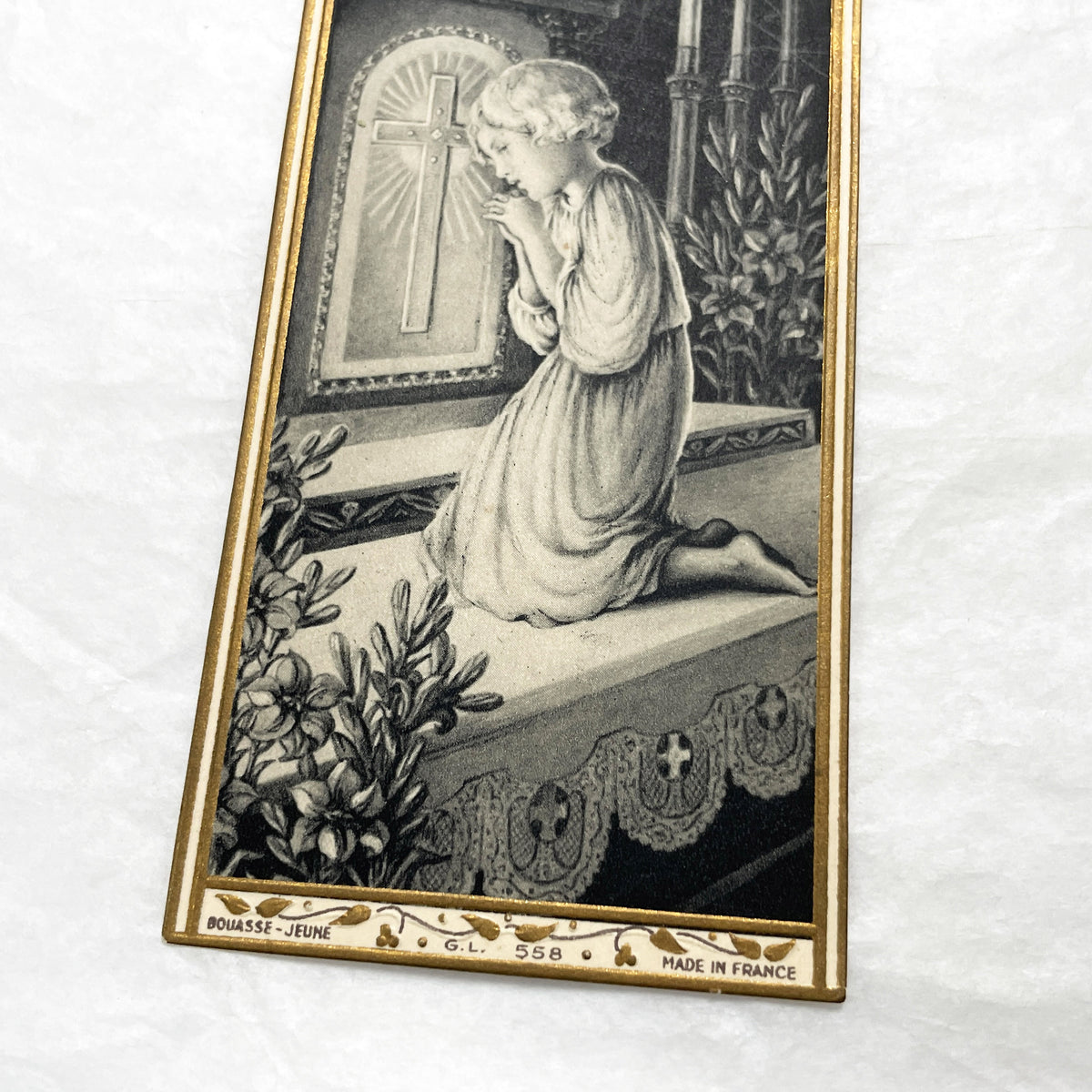 1910s - 2 Vintage French Religious Holy Prayer Cards - First Communion - Bouasse-Jeune Art - Collectible Catholic Ephemera - Set of Two