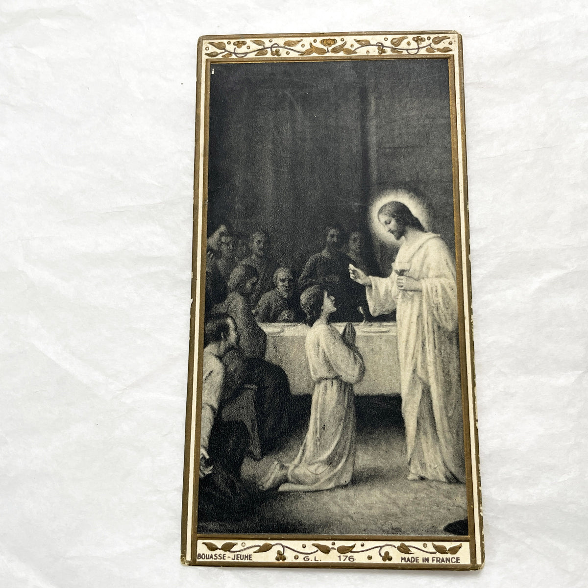 1910s - 2 Vintage French Religious Holy Prayer Cards - First Communion - Bouasse-Jeune Art - Collectible Catholic Ephemera - Set of Two