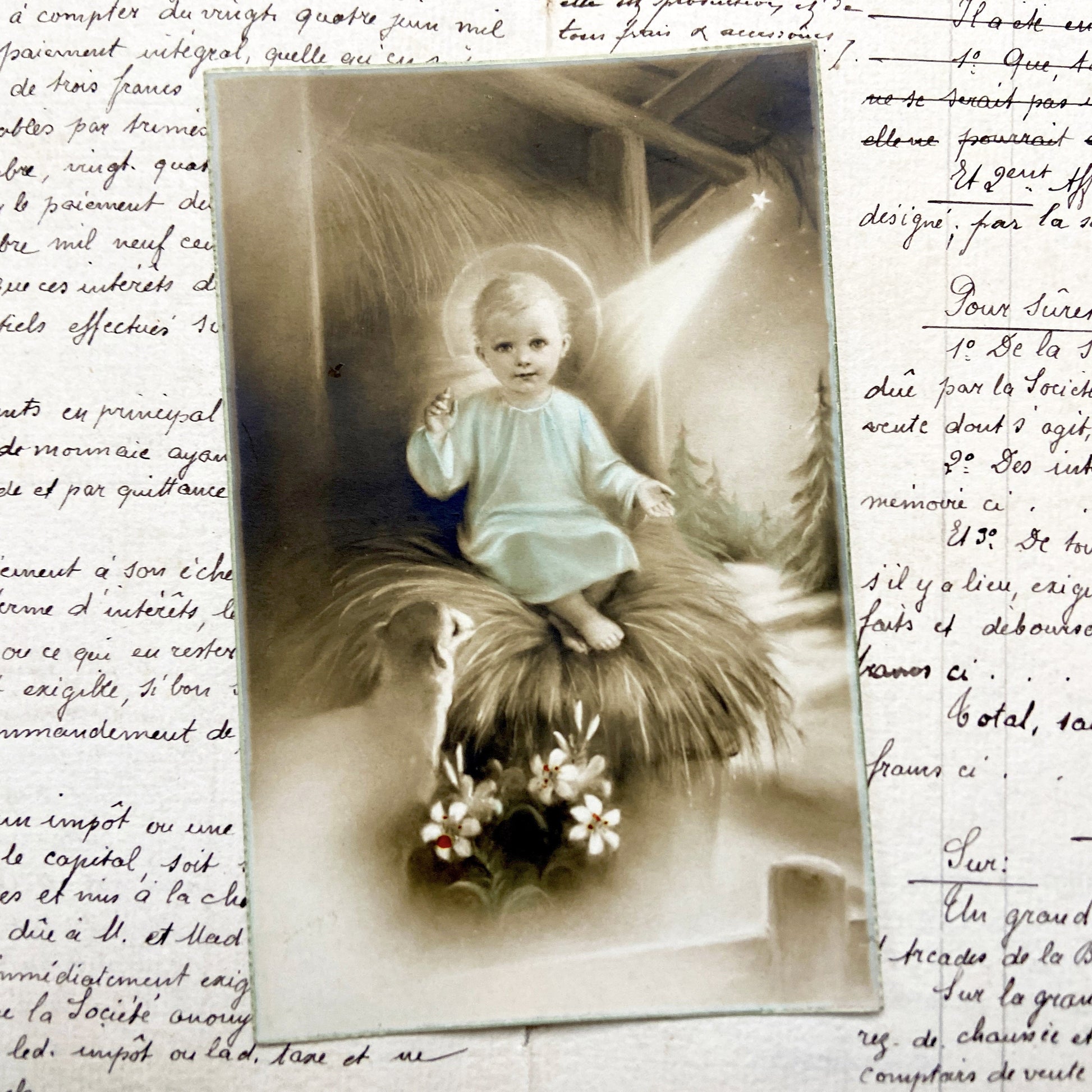 1940s - Vintage Religious Ephemera - Baby Jesus Illustration - Antique Christ Child Photo - Collectible Art