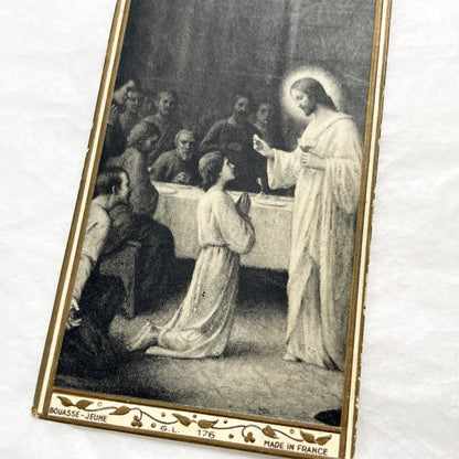 1910s - 2 Vintage French Religious Holy Prayer Cards - First Communion - Bouasse-Jeune Art - Collectible Catholic Ephemera - Set of Two