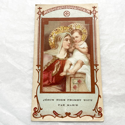 1900s - Three Vintage French Religious Holy Cards - Sacred Heart - Madonna and Child - First Communion - Antique Catholic Ephemera Art