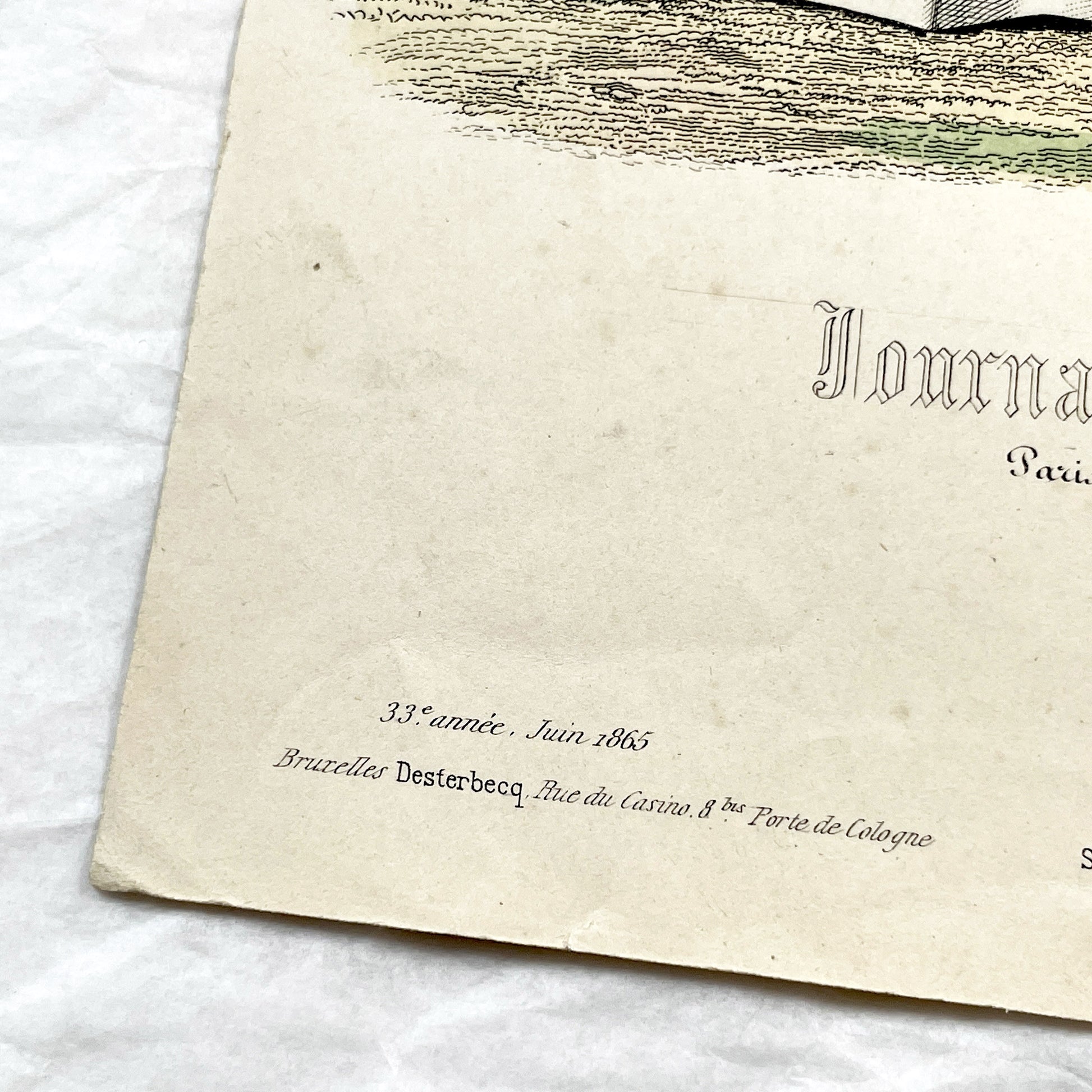 1860s - Antique French Fashion Plate - Journal des Demoiselles - Original 1865 Victorian Hand-Colored Crinoline Engraving Print