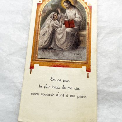1900s - Three Vintage French Religious Holy Cards - Sacred Heart - Madonna and Child - First Communion - Antique Catholic Ephemera Art