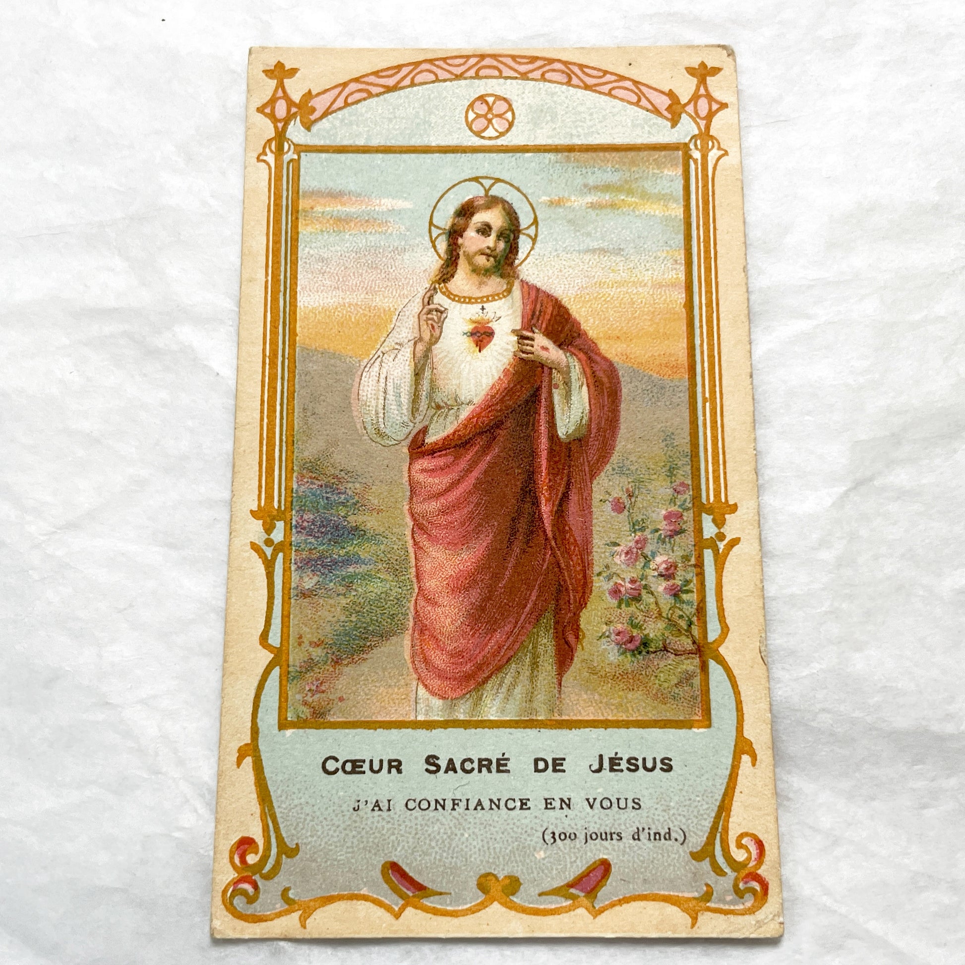 1900s - Three Vintage French Religious Holy Cards - Sacred Heart - Madonna and Child - First Communion - Antique Catholic Ephemera Art