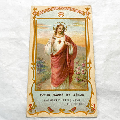 1900s - Three Vintage French Religious Holy Cards - Sacred Heart - Madonna and Child - First Communion - Antique Catholic Ephemera Art