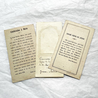 1900s - Three Vintage French Religious Holy Cards - Sacred Heart - Madonna and Child - First Communion - Antique Catholic Ephemera Art