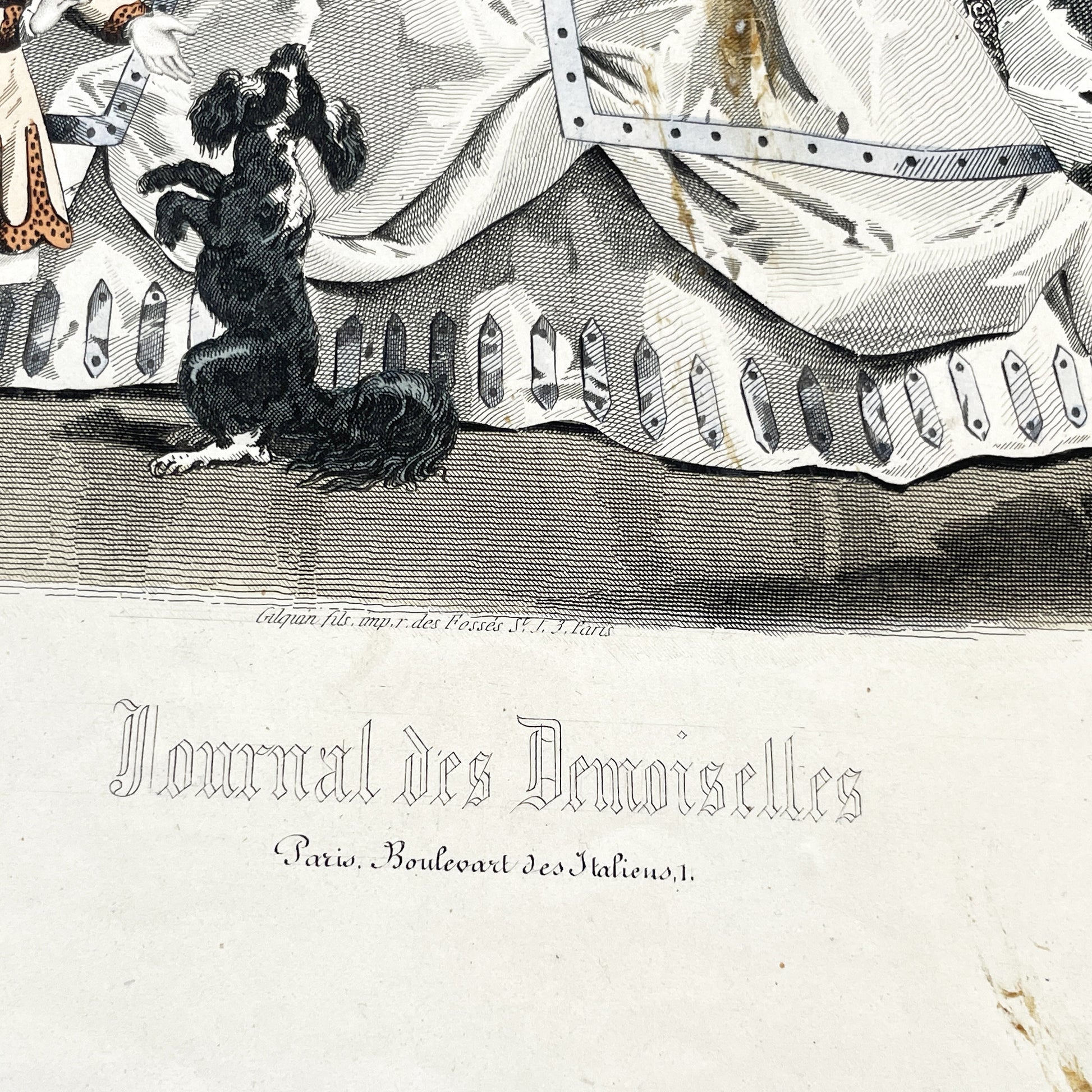 1860s - Exquisite Original French Fashion Plate - Journal des Demoiselles - Elegant Crinoline Gowns from Paris, June 1866