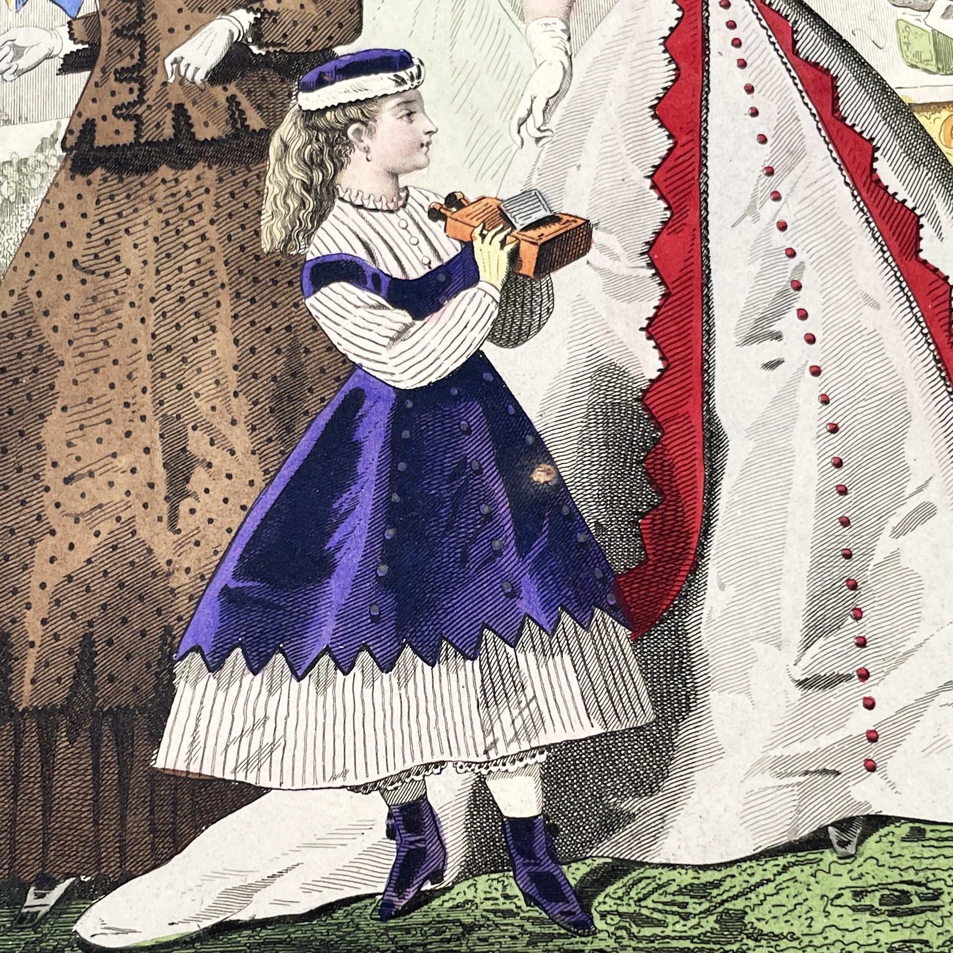 1860s - Exquisite Original French Fashion Plate - Journal des Demoiselles - Victorian Era Womens and Childrens