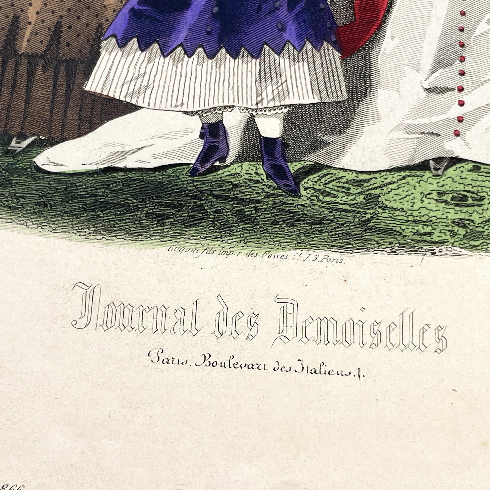 1860s - Exquisite Original French Fashion Plate - Journal des Demoiselles - Victorian Era Womens and Childrens