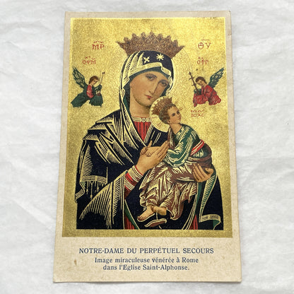 1900s - 2 Gilded Religious Holy Cards - Our Lady of Perpetual Help - Saint Cecilia - Devotional Prayer Memento - Vintage Collectible