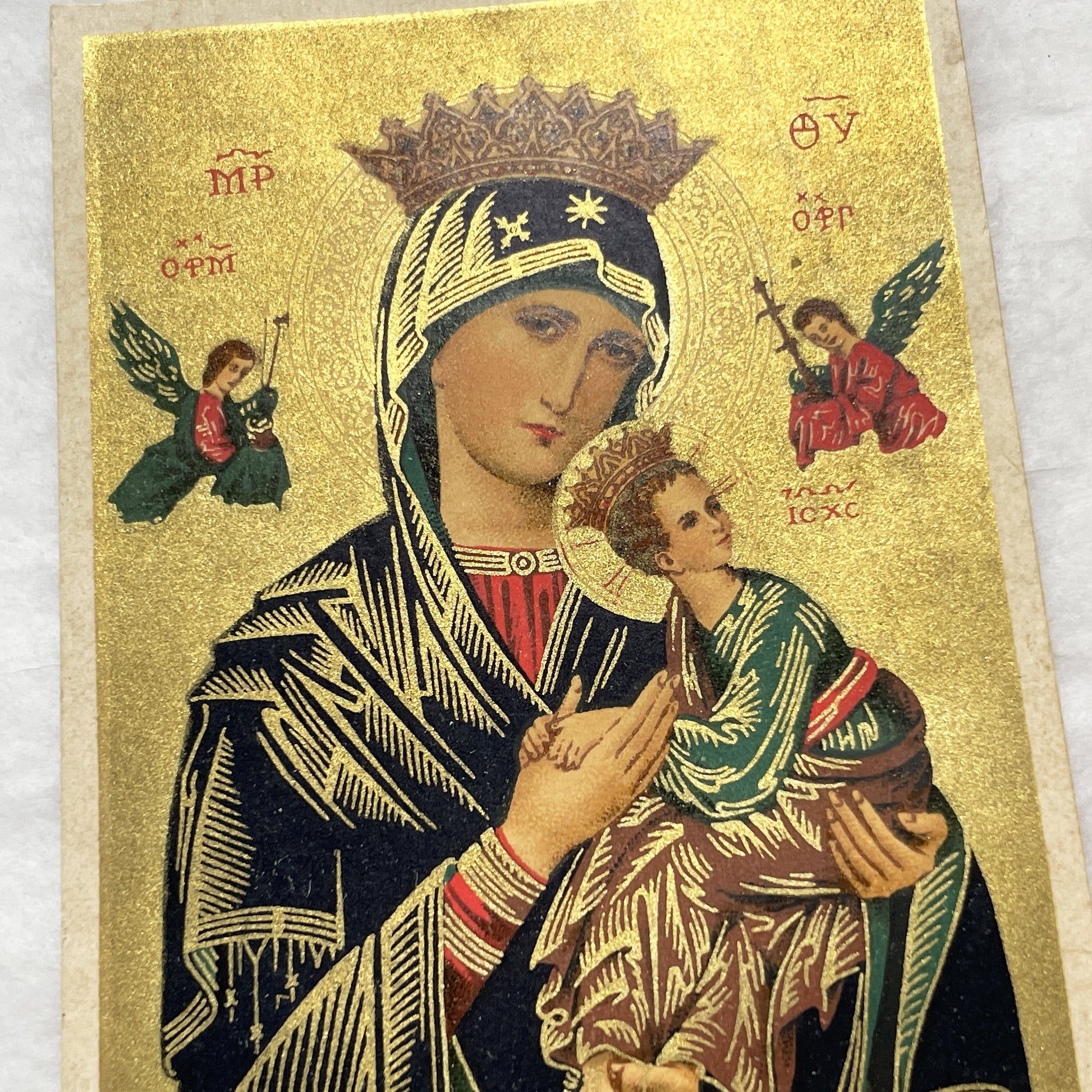 1900s - 2 Gilded Religious Holy Cards - Our Lady of Perpetual Help - Saint Cecilia - Devotional Prayer Memento - Vintage Collectible