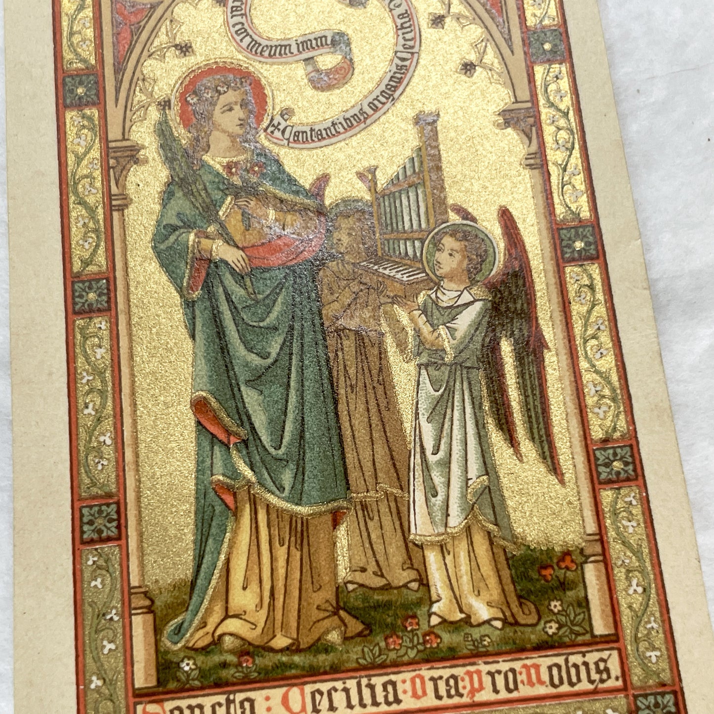 1900s - 2 Gilded Religious Holy Cards - Our Lady of Perpetual Help - Saint Cecilia - Devotional Prayer Memento - Vintage Collectible