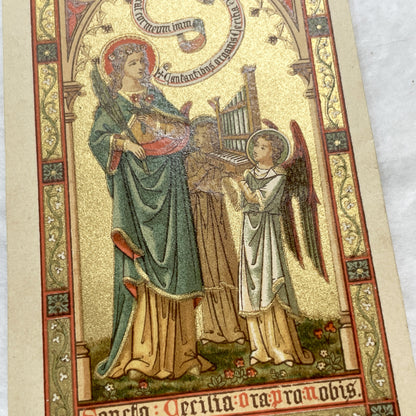 1900s - 2 Gilded Religious Holy Cards - Our Lady of Perpetual Help - Saint Cecilia - Devotional Prayer Memento - Vintage Collectible