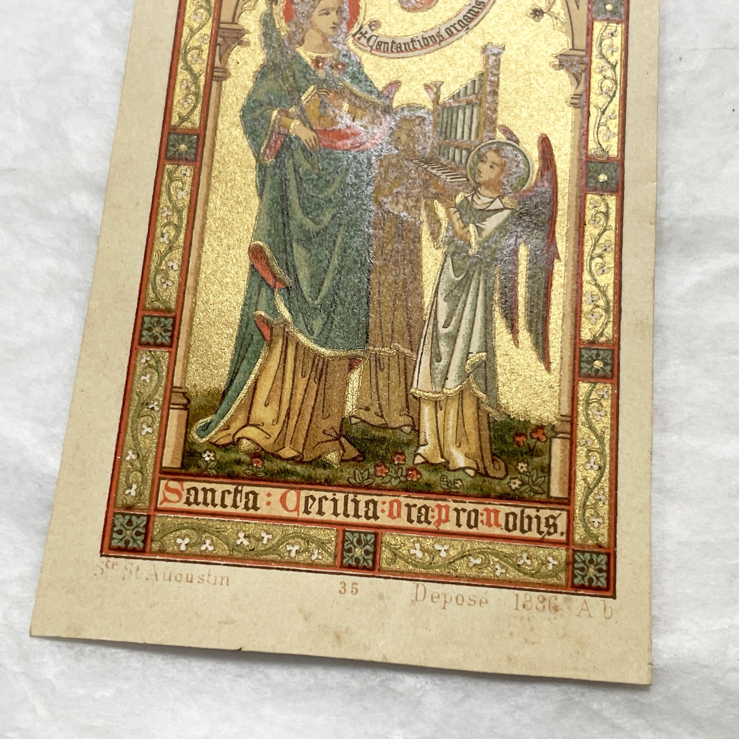 1900s - 2 Gilded Religious Holy Cards - Our Lady of Perpetual Help - Saint Cecilia - Devotional Prayer Memento - Vintage Collectible