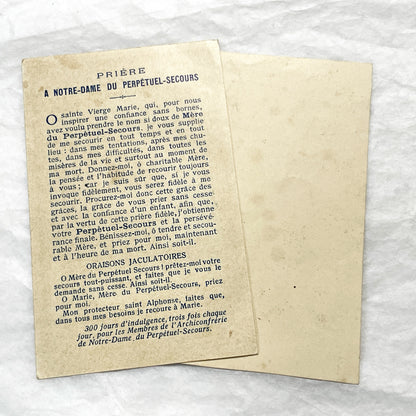 1900s - 2 Gilded Religious Holy Cards - Our Lady of Perpetual Help - Saint Cecilia - Devotional Prayer Memento - Vintage Collectible